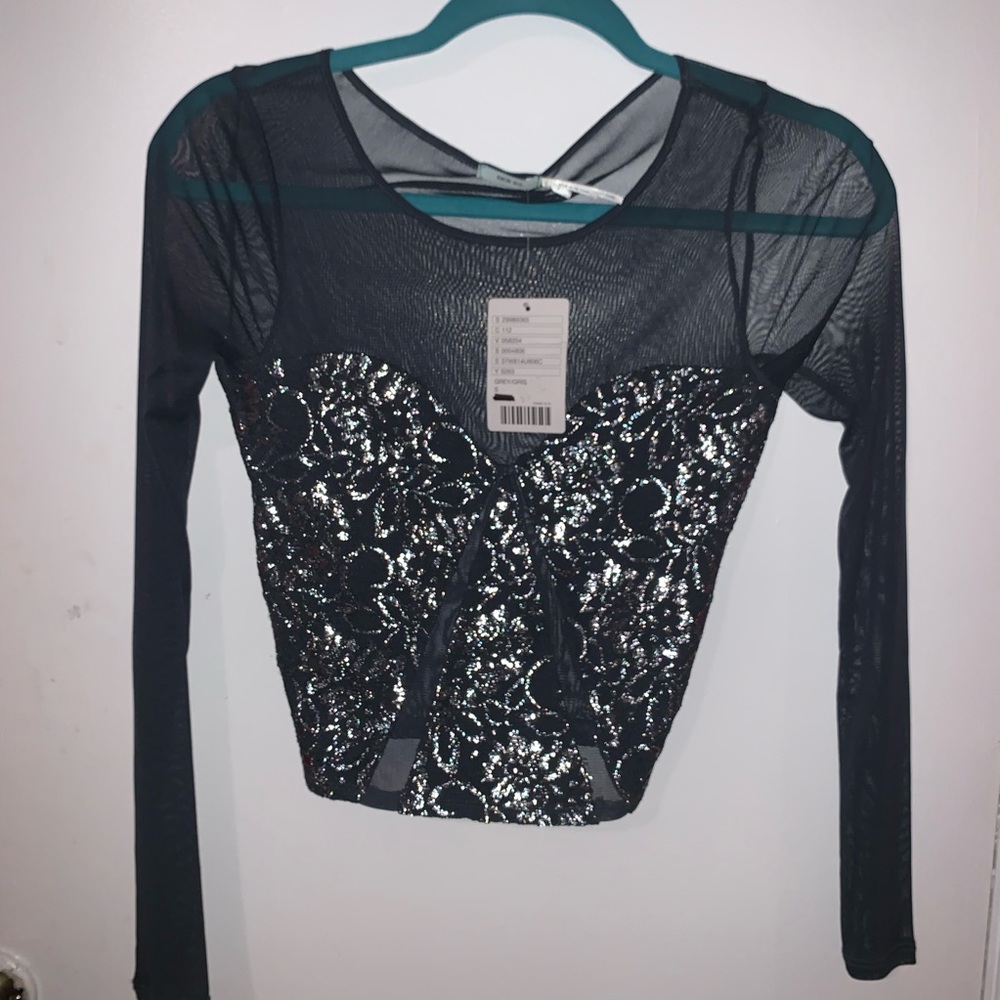 Urban outfitter Silver gray crop top